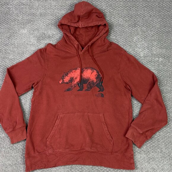 The North Face Hoodie Men's Medium Brick Red Bear Pullover Drawstrings Outdoors - Picture 1 of 10